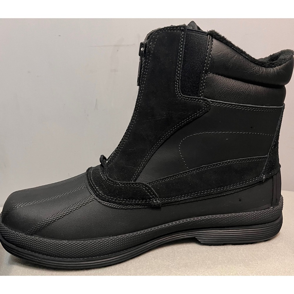 Nortiv8 Mens Waterproof Winter Snow Boots Black Front Zip Faux Fur Lined Sz 15 - Picture 6 of 9
